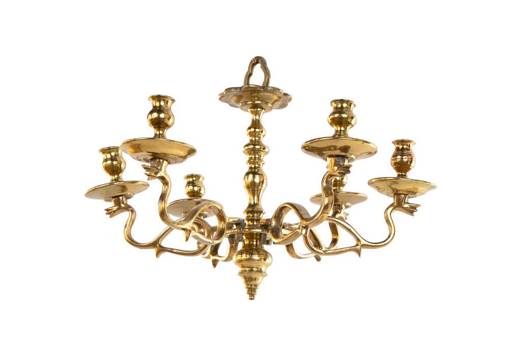 Brass Baroque Style Serpentine Arms Six Light Chandelier , Holla Default