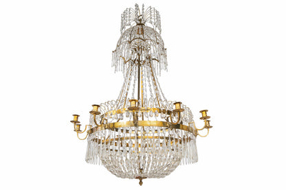 Gilt Bronze And Cut Crystal Gustavian Twelve Light Chandelier, S Default