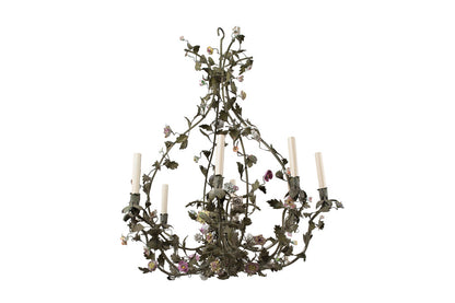 Painted Iron And Tole L. XV Style Eight Light Chandelier With Ha Default