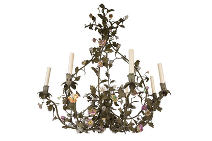 Painted Iron And Tole L. XV Style Eight Light Chandelier With Ha Default