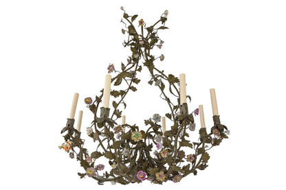 Painted Iron And Tole L. XV Style Eight Light Chandelier With Ha Default