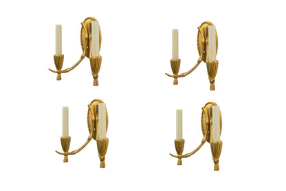 Gilt Bronze Bamboo Motif Two Light Sconces With Beaded Backs Pla Default