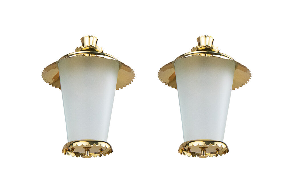 Polished Brass And Frosted Glass One Light Lanterns By "STILNOVA Default