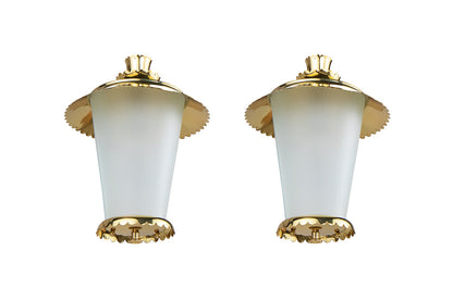 Polished Brass And Frosted Glass One Light Lanterns By "STILNOVA Default