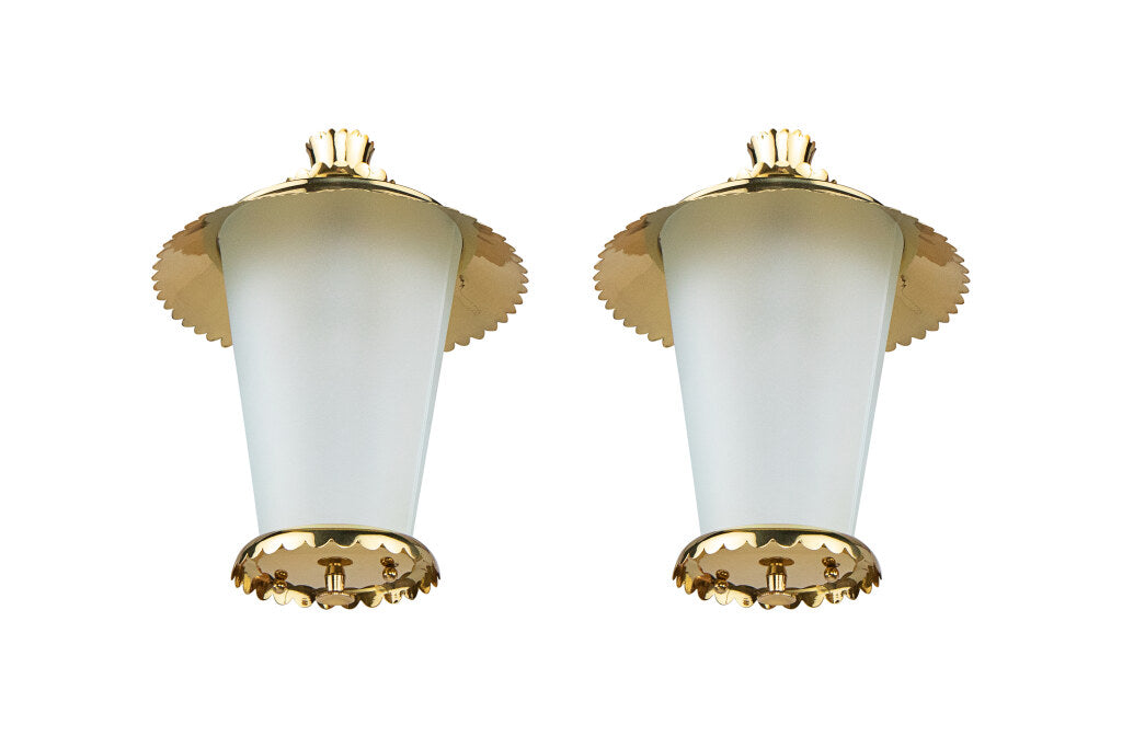 Polished Brass And Frosted Glass One Light Lanterns By "STILNOVA Default