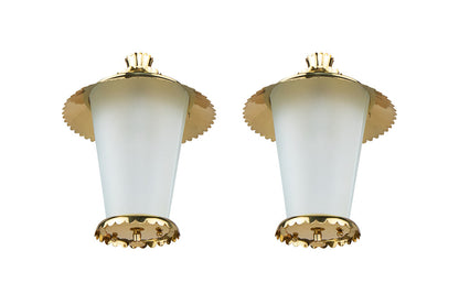 Polished Brass And Frosted Glass One Light Lanterns By "STILNOVA Default