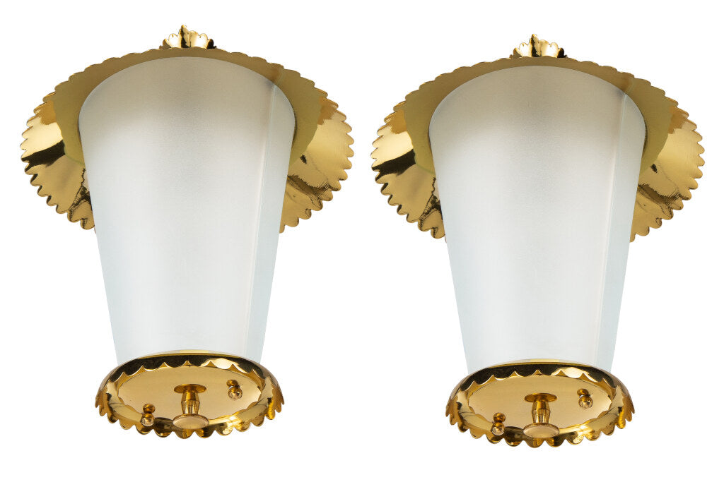 Polished Brass And Frosted Glass One Light Lanterns By "STILNOVA Default