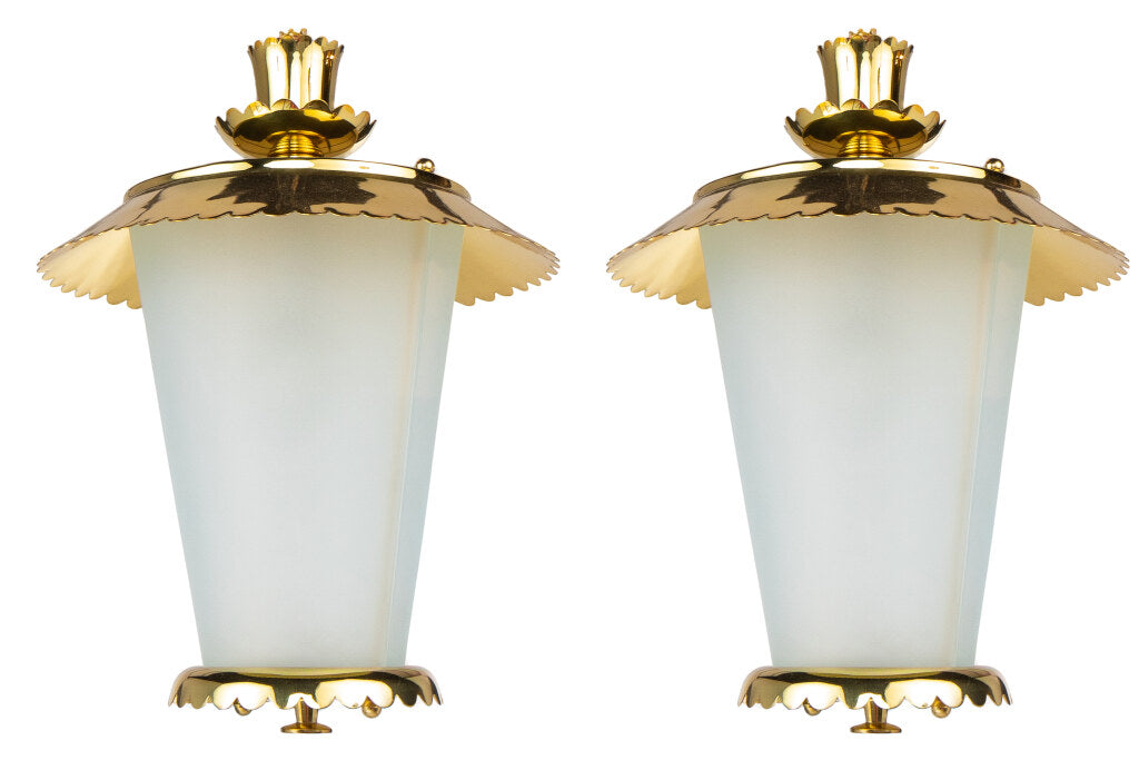 Polished Brass And Frosted Glass One Light Lanterns By "STILNOVA Default