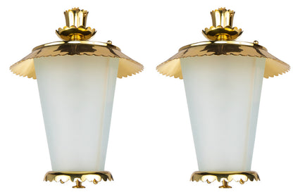 Polished Brass And Frosted Glass One Light Lanterns By "STILNOVA Default