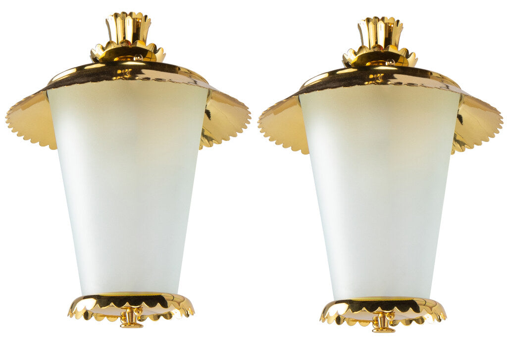 Polished Brass And Frosted Glass One Light Lanterns By "STILNOVA Default