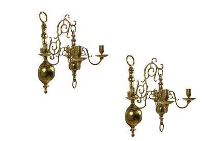 Brass Baroque Style Four Light Sconces With Brackets, Holland 19 Default
