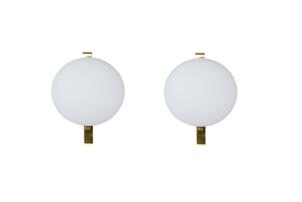 Polished Brass And White Frosted Glass One Light Sconces By ANGE Default