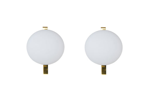 Polished Brass And White Frosted Glass One Light Sconces By ANGE Default