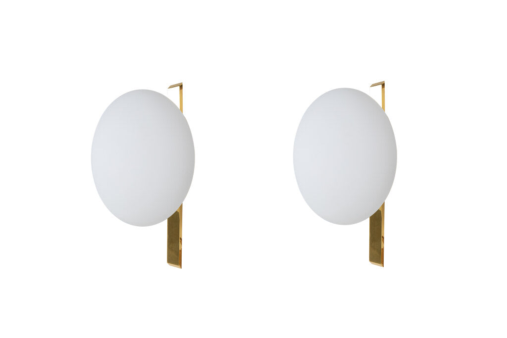 Polished Brass And White Frosted Glass One Light Sconces By ANGE Default