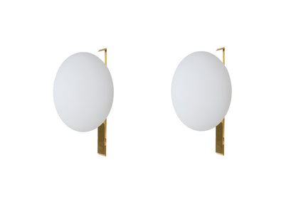 Polished Brass And White Frosted Glass One Light Sconces By ANGE Default
