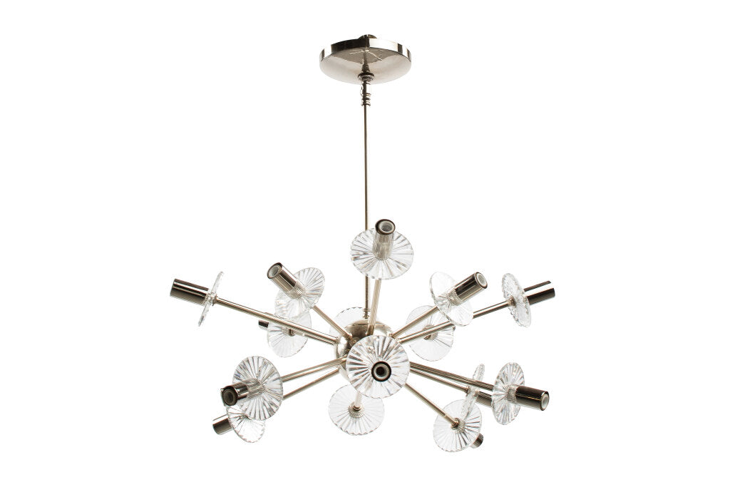 Nickeled Brass And Crenellated Crystal Sixteen Light "Sputnik" C Default