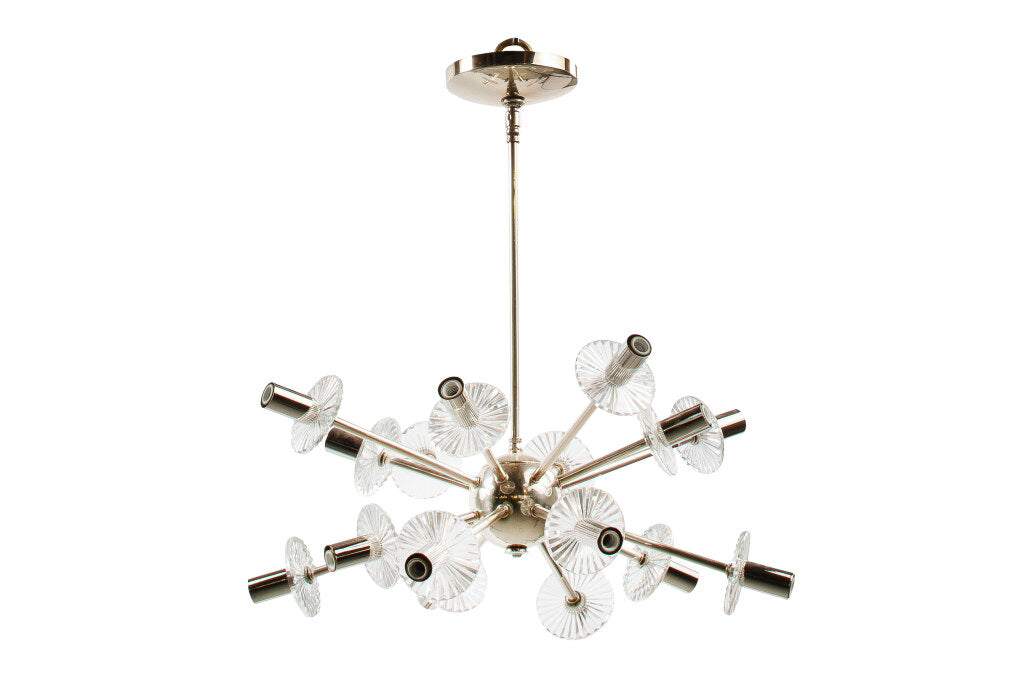Nickeled Brass And Crenellated Crystal Sixteen Light "Sputnik" C Default