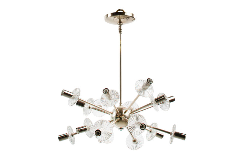 Nickeled Brass And Crenellated Crystal Sixteen Light 