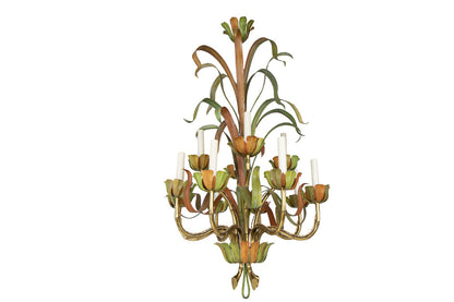 Gilt Bronze And Painted Tole Bamboo and Frond Motif Twelve Light Default