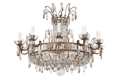 Gilt Iron, Amethyst, Amber And Clear Crystal Eight Arm Twelve Li Default
