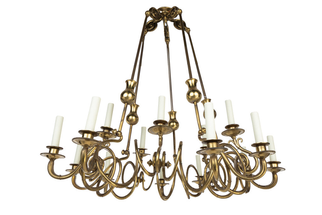 Polished Brass Fifteen Light Swirl Design Counter Weight Chandel Default