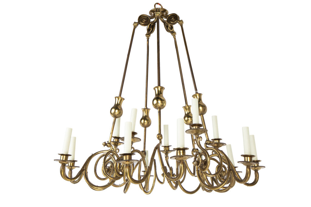 Polished Brass Fifteen Light Swirl Design Counter Weight Chandel Default