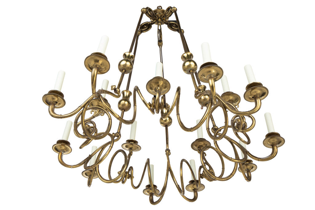 Polished Brass Fifteen Light Swirl Design Counter Weight Chandel Default