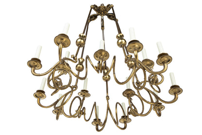 Polished Brass Fifteen Light Swirl Design Counter Weight Chandel Default