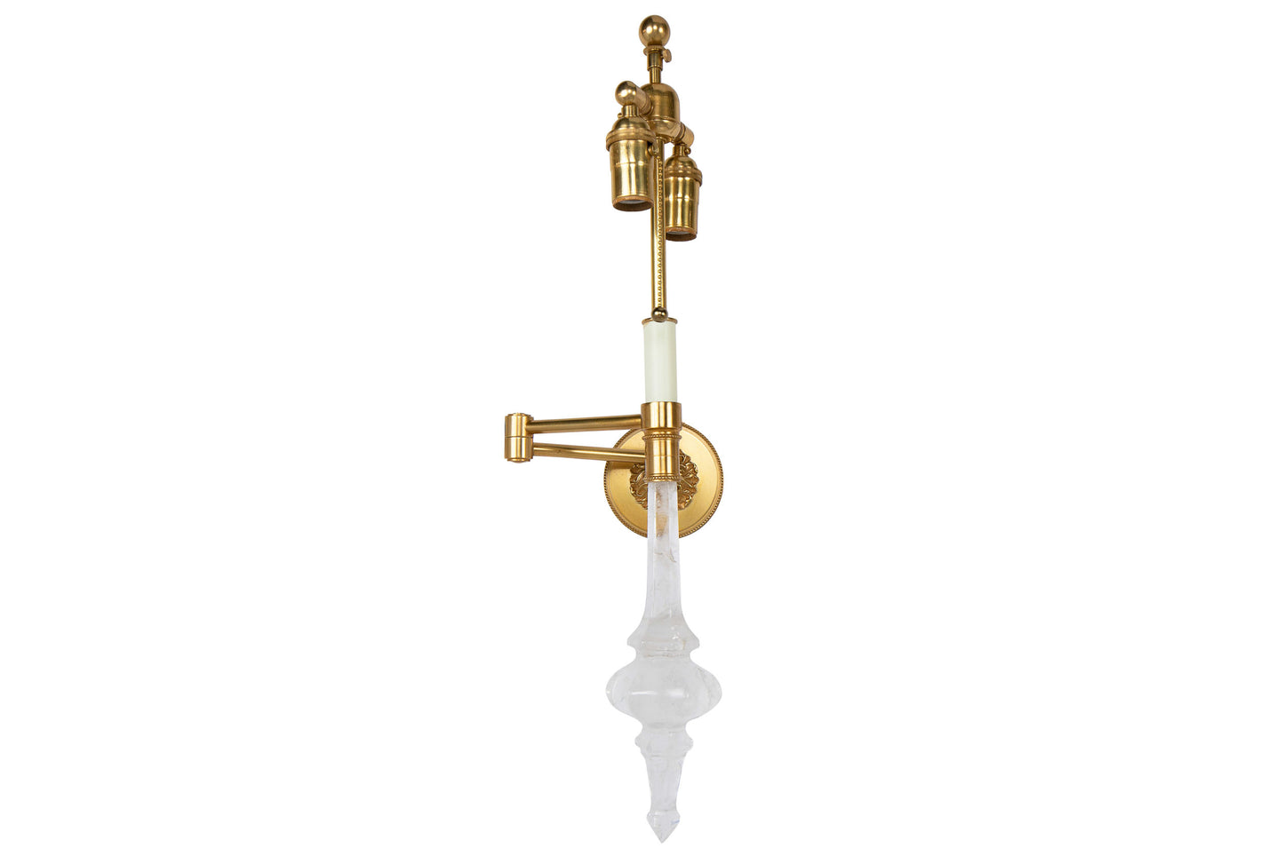 Gilt Bronze And Rock Crystal "RAJ" Two Light Swing Arm Wall Lamp