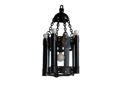Iron And Paneled Glass Industrial Five Light Lantern