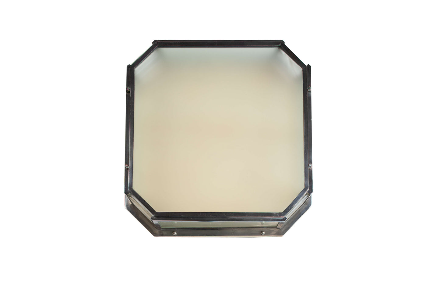 Nickeled Bronze Flushmount With Frosted Glass Panels And Clear G