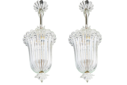 Venetian Glass One Light Lanterns by "BAROVIER", Italy 20Th Cent Default