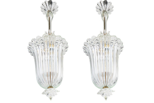 Venetian Glass One Light Lanterns by "BAROVIER", Italy 20Th Cent Default