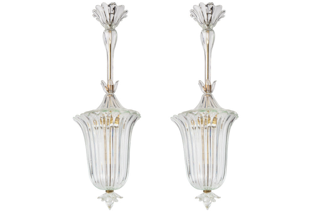 Venetian Glass One Light Lanterns by "BAROVIER", Italy 20Th Cent Default