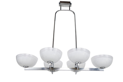 Chrome And Venetian Glass  Six Light Chandelier By "VENINI", Ita Default