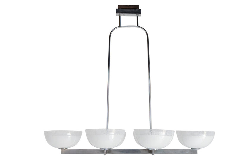 Chrome And Venetian Glass  Six Light Chandelier By 