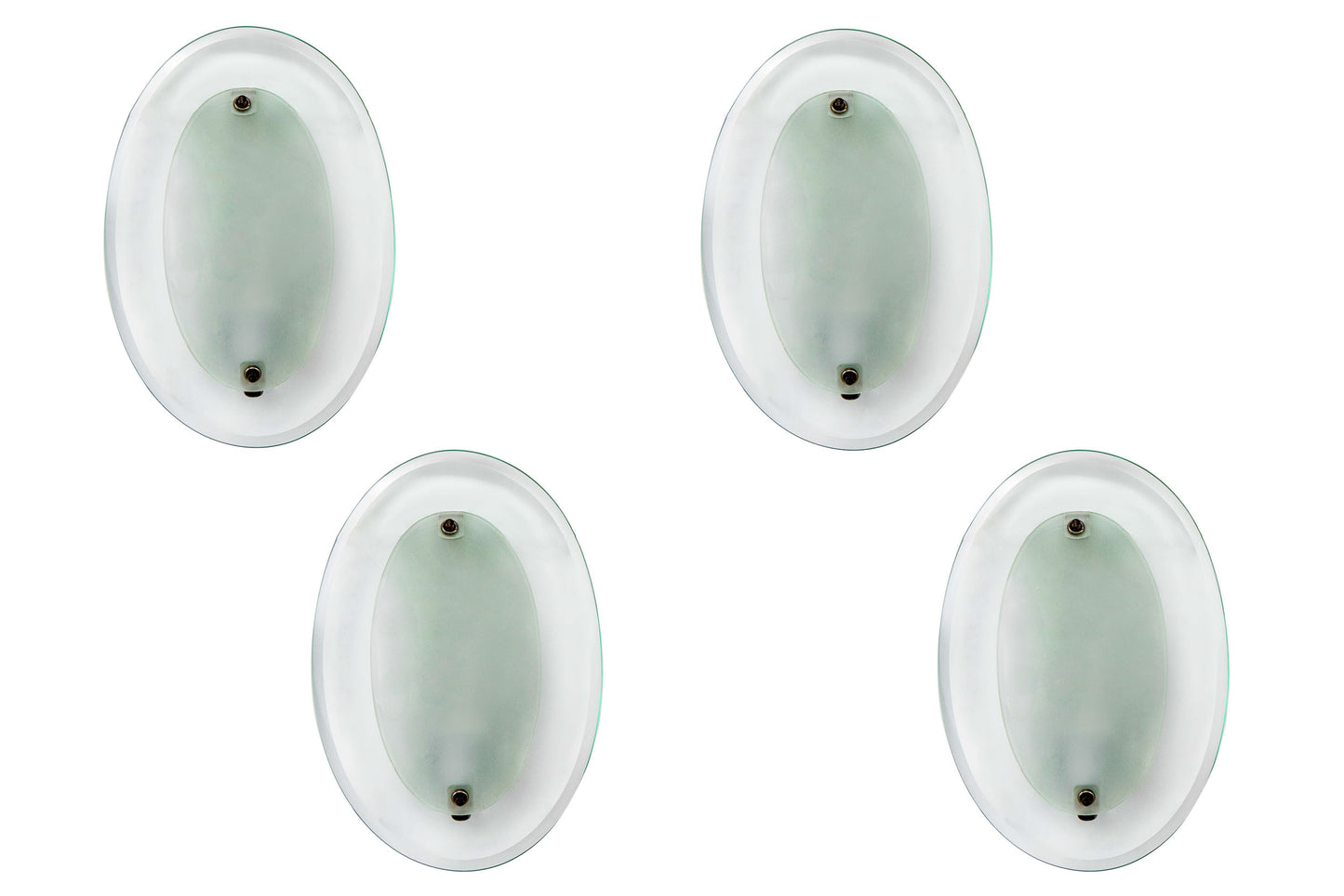Venetian Clear and Frosted Glass Set Of Four  Oval Shaped One Li
