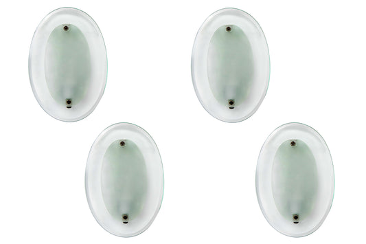 Venetian Clear and Frosted Glass Set Of Four  Oval Shaped One Li