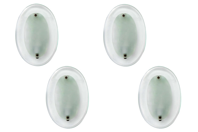 Venetian Clear and Frosted Glass Set Of Four  Oval Shaped One Li