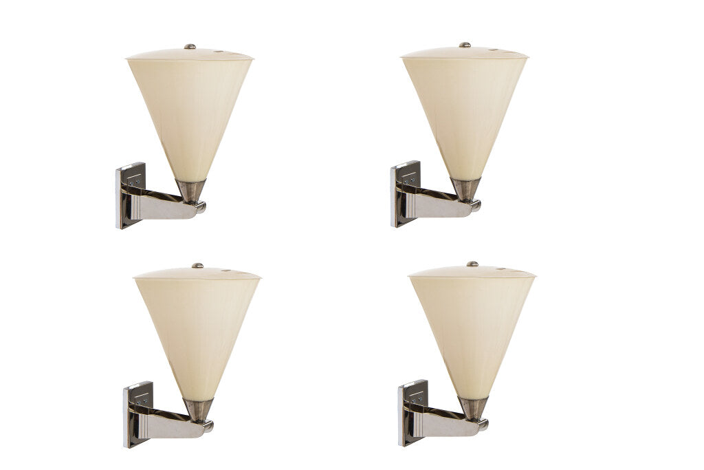Venetian Overlay Glass and Brass Set Of Four One Light  Sconces Default