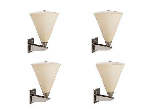 Venetian Overlay Glass and Brass Set Of Four One Light  Sconces Default