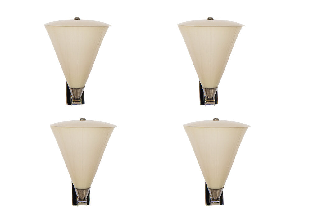 Venetian Overlay Glass and Brass Set Of Four One Light  Sconces Default