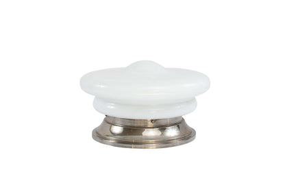 Industrial Opaline Glass And Chrome Flushmounts, France Mid 20th