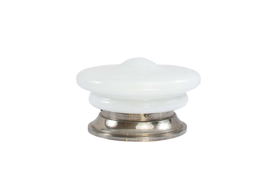 Industrial Opaline Glass And Chrome Flushmounts, France Mid 20th