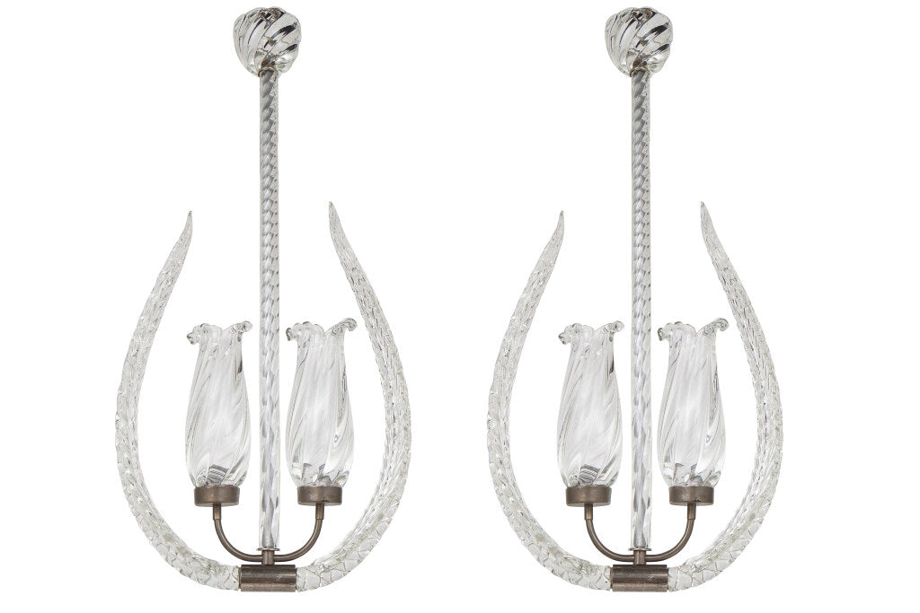Venetian Glass Feather Motif  And Hurricane Shade Chandeliers by Default