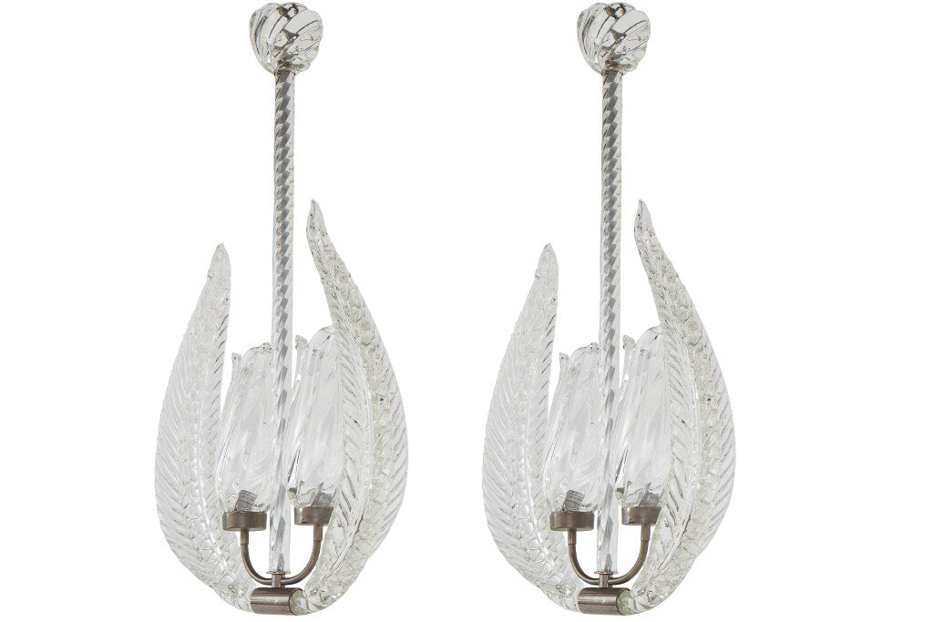 Venetian Glass Feather Motif  And Hurricane Shade Chandeliers by Default