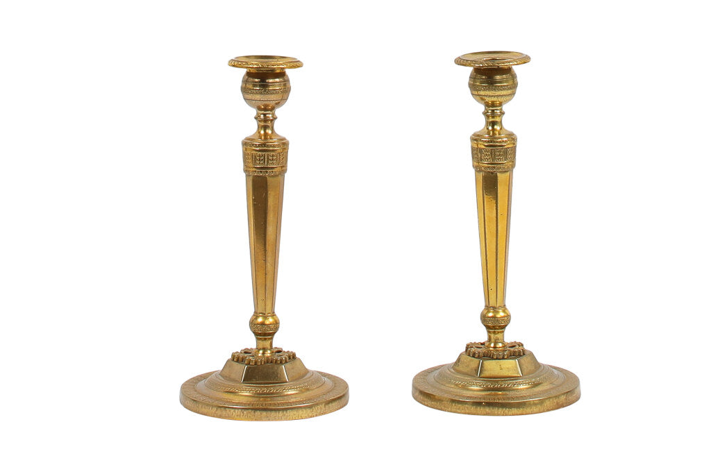 Gilt Bronze Directoire Candlesticks, France Late 18th Century Default
