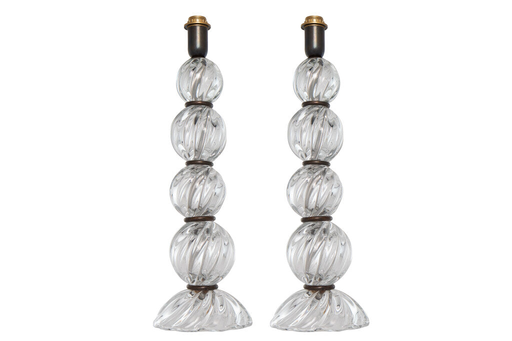 Venetian Glass Swirl Designed Table Lamps with Graduating Sphere Default
