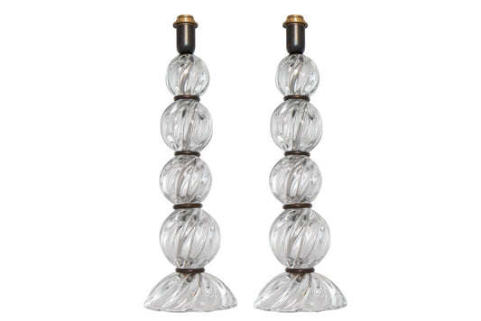 Venetian Glass Swirl Designed Table Lamps with Graduating Sphere Default