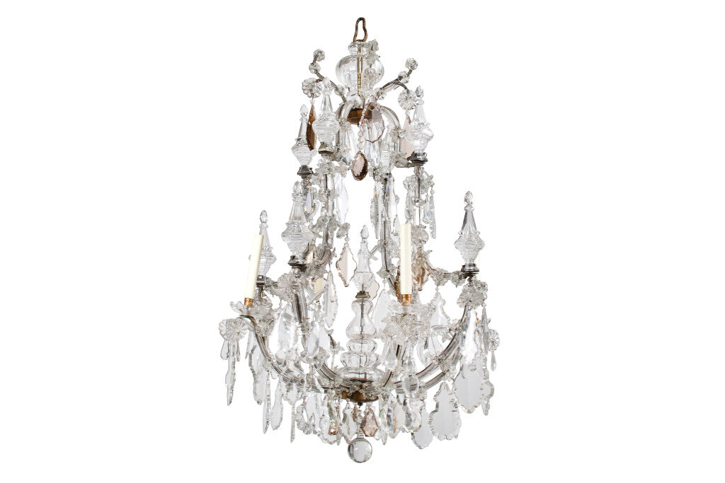 Silvered Iron And Crystal Pendalogues "Maria Teresa"  Four Light Default